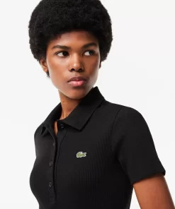 Lacoste Dresses & Skirts-Short Sleeved Slim Fit Ribbed Cotton Dress