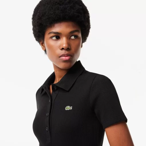 Lacoste Dresses & Skirts-Short Sleeved Slim Fit Ribbed Cotton Dress