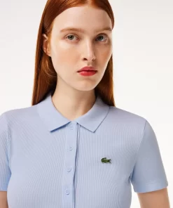 Lacoste Dresses & Skirts-Short Sleeved Slim Fit Ribbed Cotton Dress