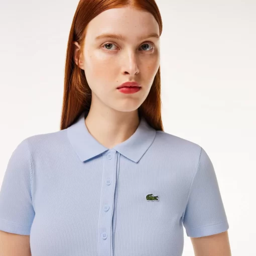 Lacoste Dresses & Skirts-Short Sleeved Slim Fit Ribbed Cotton Dress