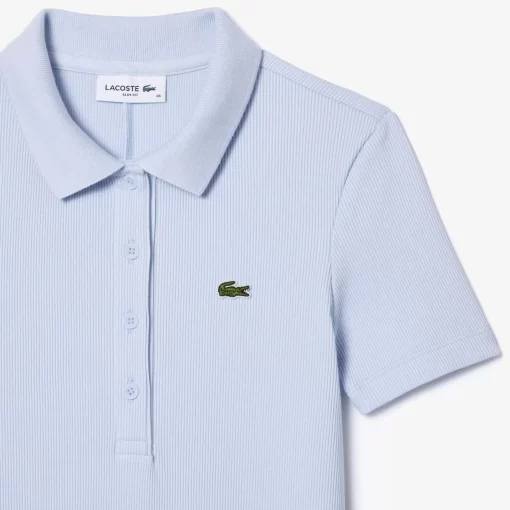 Lacoste Dresses & Skirts-Short Sleeved Slim Fit Ribbed Cotton Dress