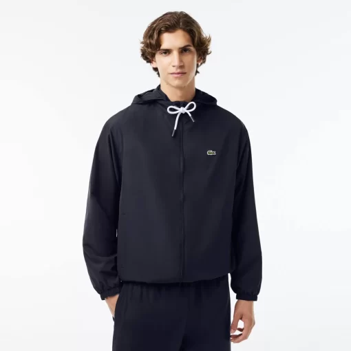 Lacoste Tracksuits-Short Water-Resistant Sportsuit Jacket With Removable Hood