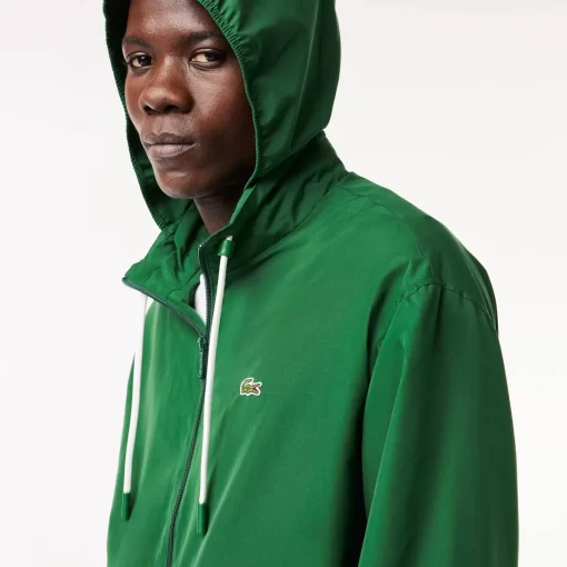 Lacoste Jackets & Coats-Short Water-Resistant Sportsuit Jacket With Removable Hood