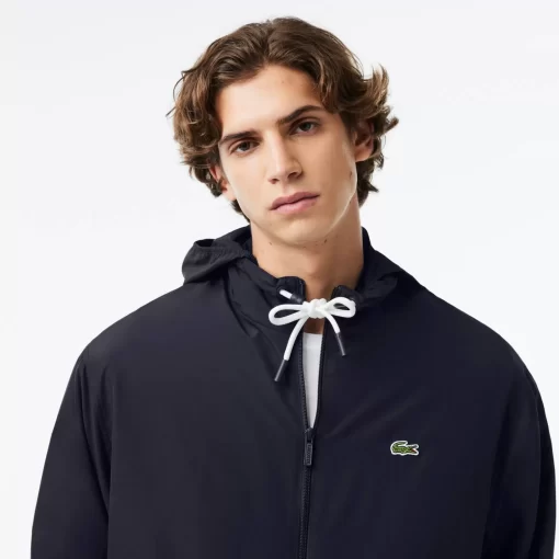 Lacoste Tracksuits-Short Water-Resistant Sportsuit Jacket With Removable Hood