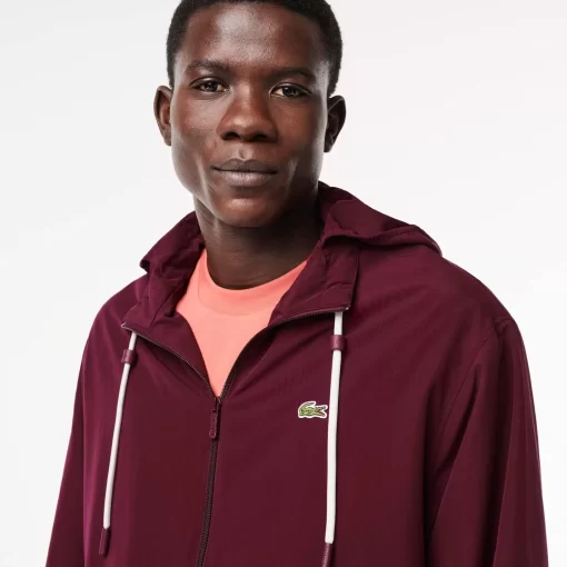 Lacoste Jackets & Coats-Short Water-Resistant Sportsuit Jacket With Removable Hood