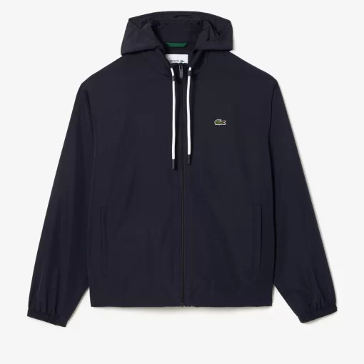 Lacoste Tracksuits-Short Water-Resistant Sportsuit Jacket With Removable Hood