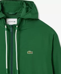 Lacoste Jackets & Coats-Short Water-Resistant Sportsuit Jacket With Removable Hood