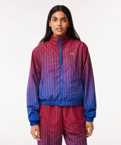 Lacoste Tracksuits-Short Zipped Monogram Print Ombre Sportsuit Jacket