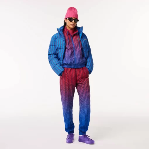 Lacoste Tracksuits-Short Zipped Monogram Print Ombre Sportsuit Jacket