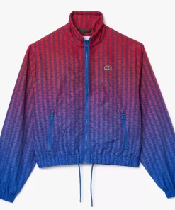 Lacoste Tracksuits-Short Zipped Monogram Print Ombre Sportsuit Jacket