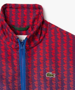 Lacoste Tracksuits-Short Zipped Monogram Print Ombre Sportsuit Jacket