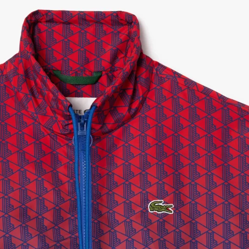 Lacoste Tracksuits-Short Zipped Monogram Print Ombre Sportsuit Jacket