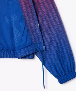 Lacoste Tracksuits-Short Zipped Monogram Print Ombre Sportsuit Jacket