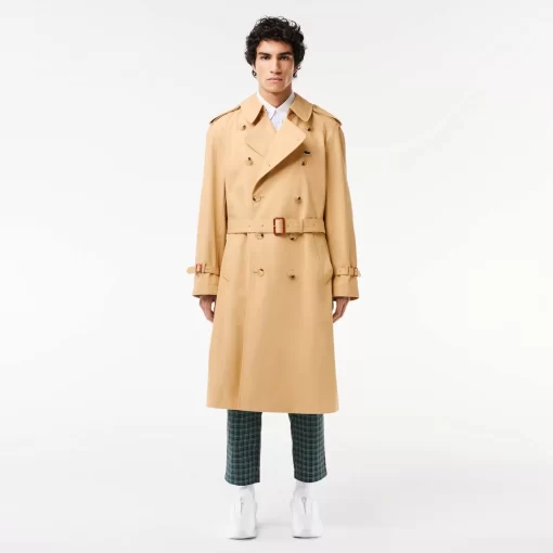 Lacoste Jackets & Coats-Showerproof Premium Cotton Belted Oversize Trench Coat