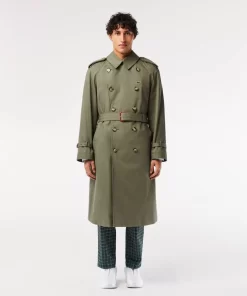 Lacoste Jackets & Coats-Showerproof Premium Cotton Belted Oversize Trench Coat