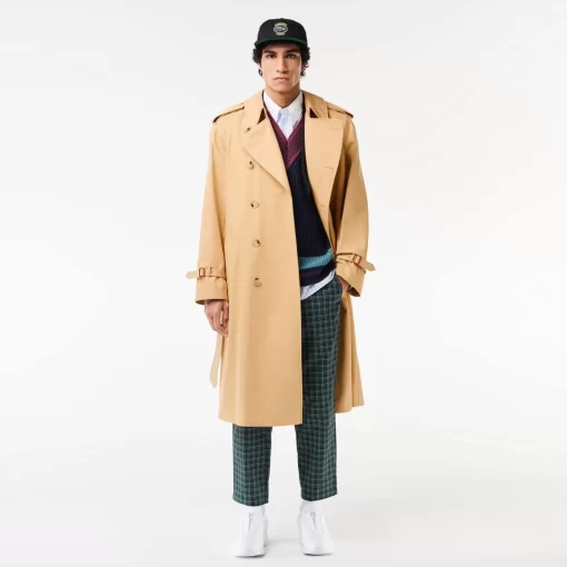 Lacoste Jackets & Coats-Showerproof Premium Cotton Belted Oversize Trench Coat