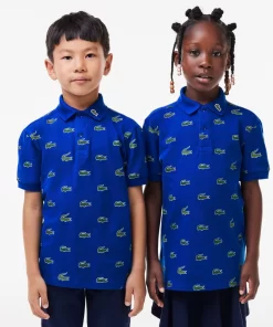 Lacoste Girl Clothing-Signature Print Cotton Polo Shirt