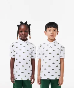 Lacoste Girl Clothing-Signature Print Cotton Polo Shirt