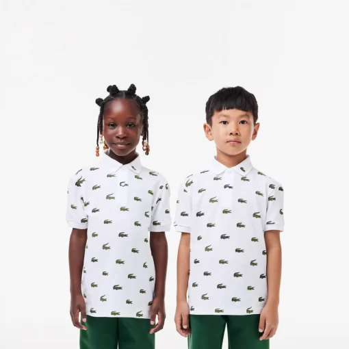 Lacoste Girl Clothing-Signature Print Cotton Polo Shirt