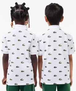 Lacoste Girl Clothing-Signature Print Cotton Polo Shirt