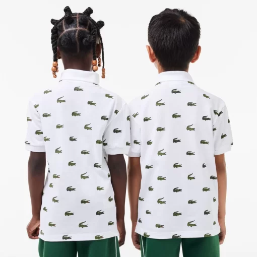 Lacoste Girl Clothing-Signature Print Cotton Polo Shirt