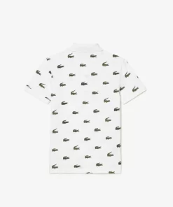 Lacoste Girl Clothing-Signature Print Cotton Polo Shirt