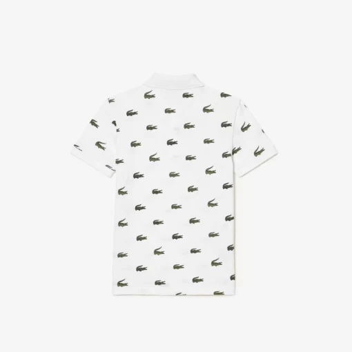 Lacoste Girl Clothing-Signature Print Cotton Polo Shirt