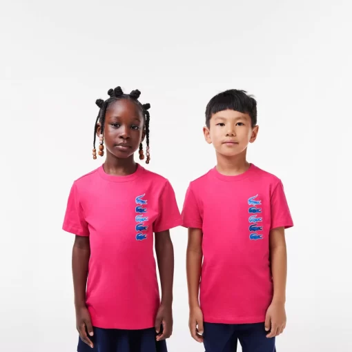 Lacoste Girl Clothing-Signature Print Cotton T-Shirt