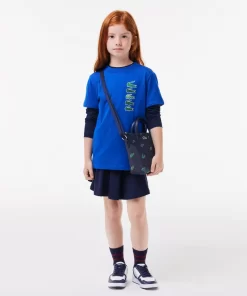 Lacoste Girl Clothing-Signature Print Cotton T-Shirt