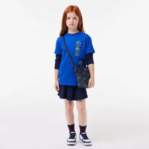 Lacoste Girl Clothing-Signature Print Cotton T-Shirt