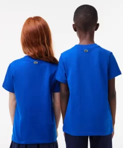 Lacoste Girl Clothing-Signature Print Cotton T-Shirt