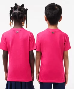 Lacoste Girl Clothing-Signature Print Cotton T-Shirt