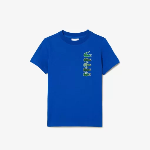 Lacoste Girl Clothing-Signature Print Cotton T-Shirt