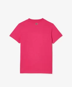 Lacoste Girl Clothing-Signature Print Cotton T-Shirt