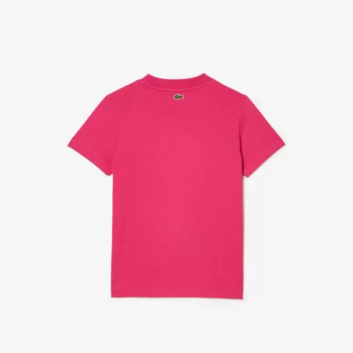 Lacoste Girl Clothing-Signature Print Cotton T-Shirt