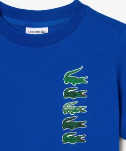 Lacoste Girl Clothing-Signature Print Cotton T-Shirt