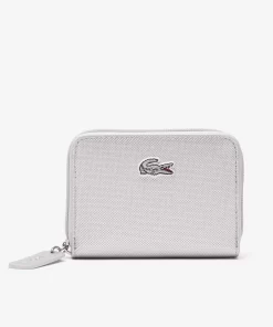 Lacoste Wallets & Small Leather Goods-Silver Canvas L.12.12 Zipped Wallet