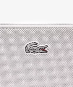 Lacoste Wallets & Small Leather Goods-Silver Canvas L.12.12 Zipped Wallet