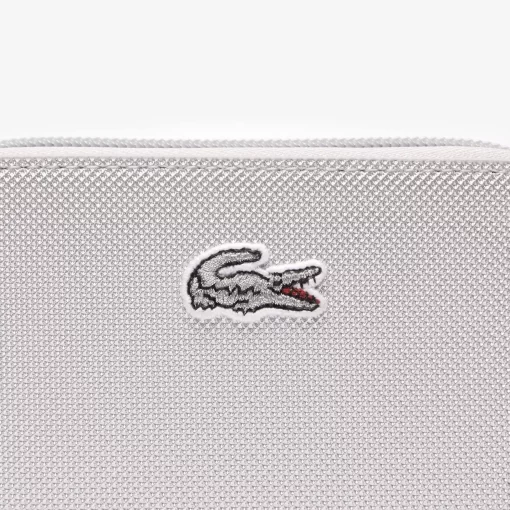 Lacoste Wallets & Small Leather Goods-Silver Canvas L.12.12 Zipped Wallet