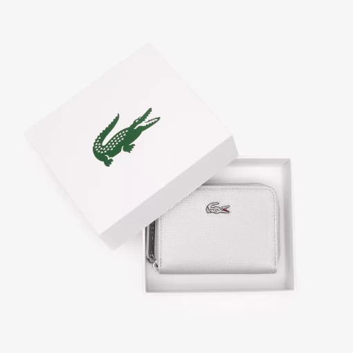 Lacoste Wallets & Small Leather Goods-Silver Canvas L.12.12 Zipped Wallet