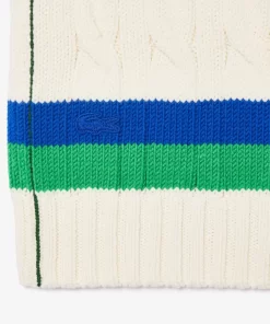 Lacoste Knitwear-Sleeveless Cable Knit Striped Sweater