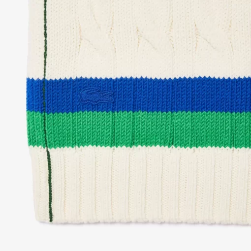 Lacoste Knitwear-Sleeveless Cable Knit Striped Sweater