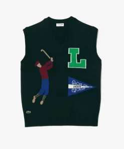 Lacoste Knitwear-Sleeveless Golf Motif Sweater