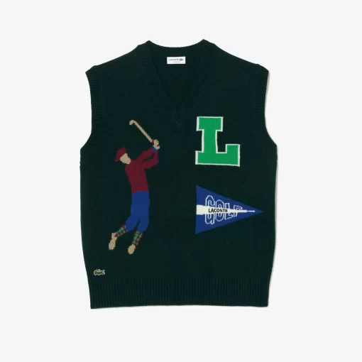 Lacoste Knitwear-Sleeveless Golf Motif Sweater