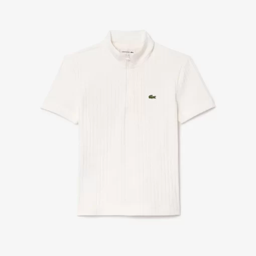 Lacoste Polo Shirts-Slim Fit Flat Ribbed High Zip Neck Polo Shirt