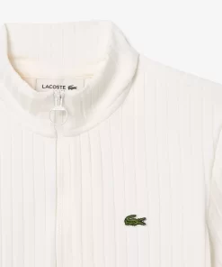 Lacoste Polo Shirts-Slim Fit Flat Ribbed High Zip Neck Polo Shirt