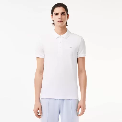 Lacoste Polo Shirts-Slim Fit Stretch Cotton Pique Grey Crocodile Polo Shirt