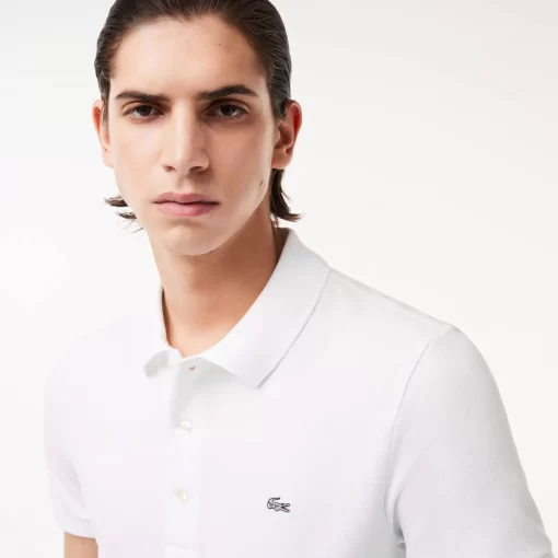 Lacoste Polo Shirts-Slim Fit Stretch Cotton Pique Grey Crocodile Polo Shirt