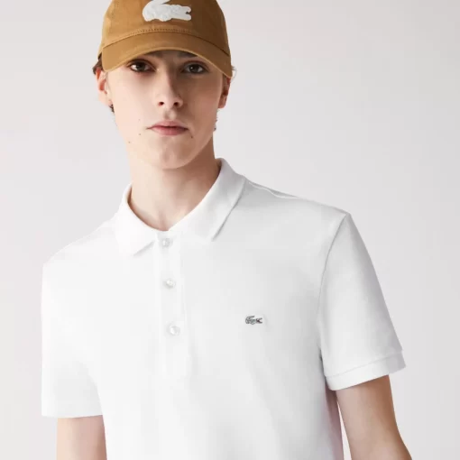 Lacoste Polo Shirts-Slim Fit Stretch Cotton Pique Grey Crocodile Polo Shirt