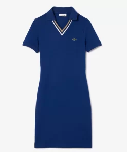 Lacoste Dresses & Skirts-Slim Fit V Neck Stretch Pique Polo Dress